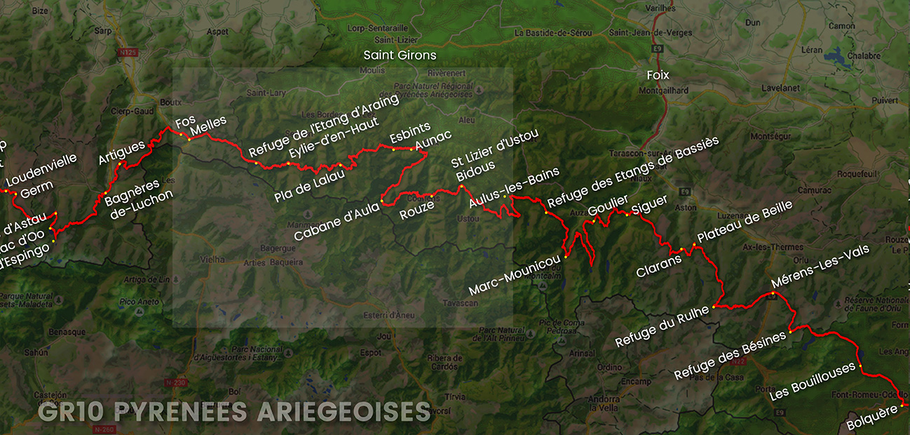 visuel tracé Pyrénées Ariégeoises GR10 secteur 5