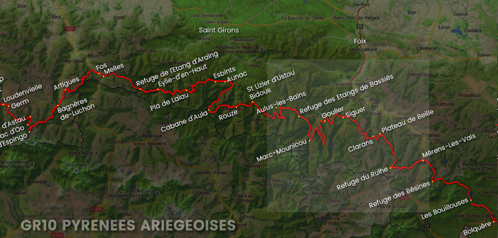 visuel tracé Pyrénées Ariégeoises GR10 secteur 6