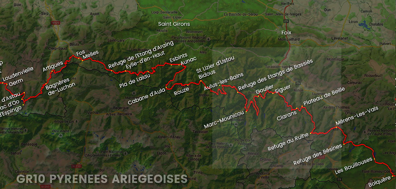 visuel tracé Pyrénées Ariégeoises GR10 secteur 6