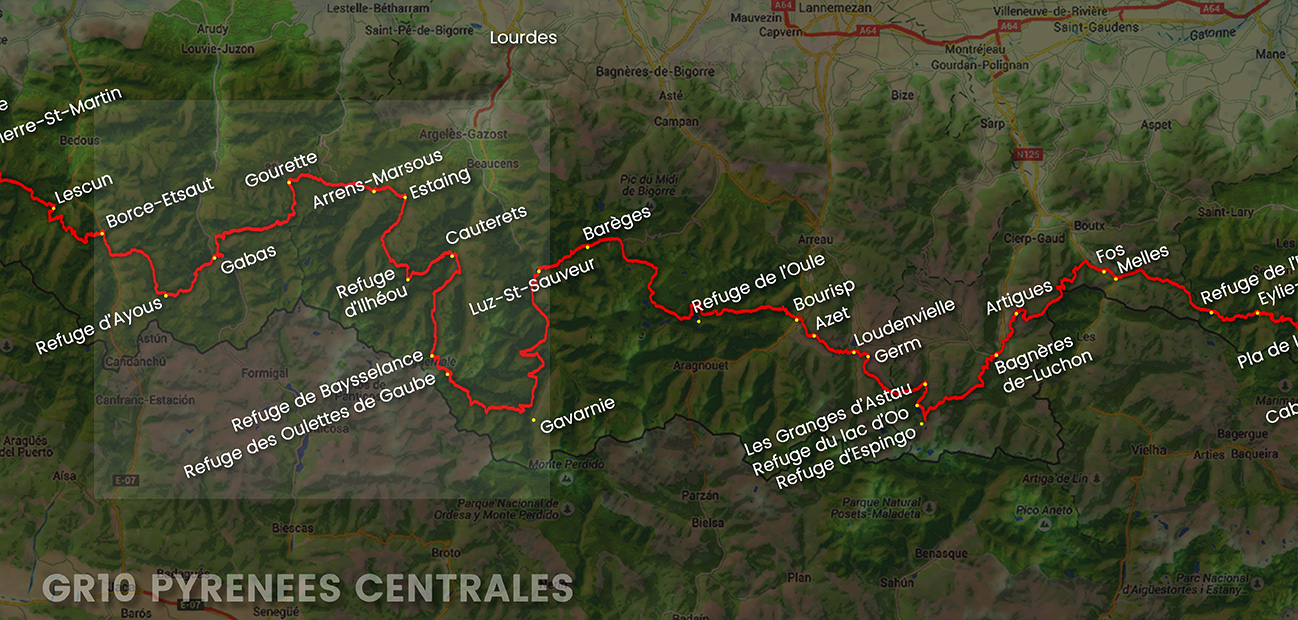 visuel tracé Pyrénées Centrales gr10 secteur 3