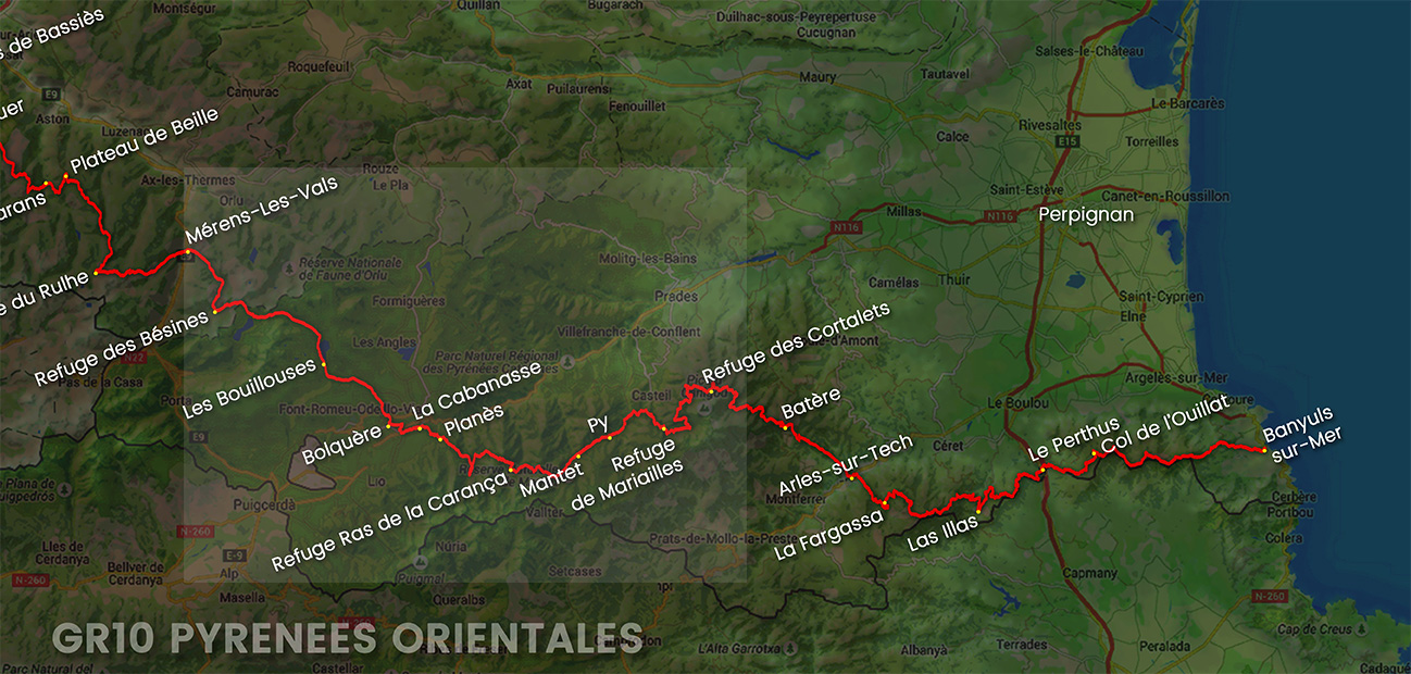 visuel tracé Pyrénées Orientales GR10 secteur 7