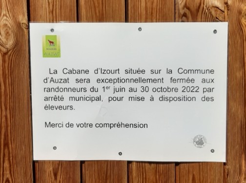 cabane d'izourt fermée en 2022