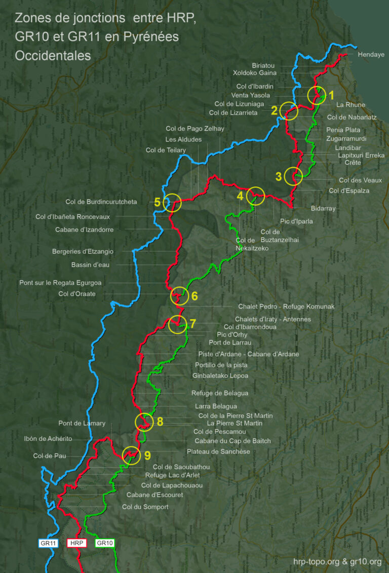 Zones de jonction HRP, GR10, GR11 en Pyrénées Occidentales